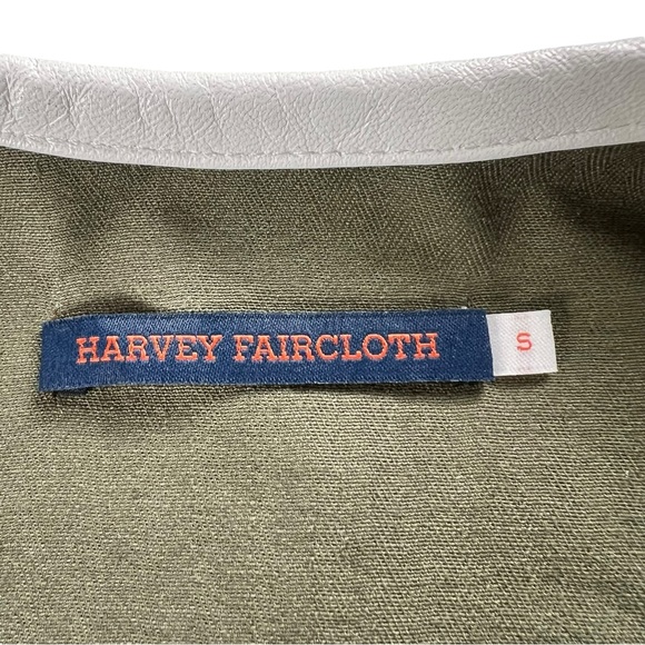 Harvey Faircloth Military Jacket with Leather Trim & Lamb Shearling Cuffs Small - Picture 15 of 17